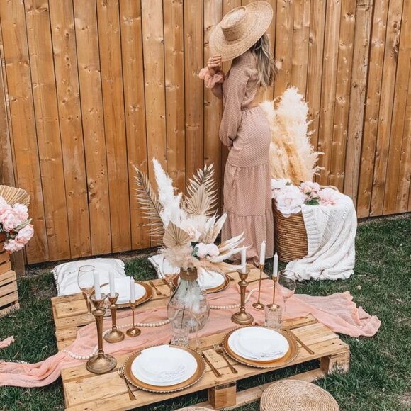 NWT MINKPINK Open Back Blush with Black Polkadot Maxi Dress XSMALL - Picture 12 of 16